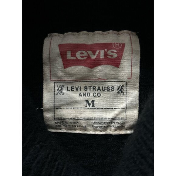 Levi's Sweater Mens Medium Black Shawl Collar Lambswool Knit Pullover Ribbed - Picture 5 of 10